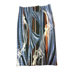 Clover Canyon Printed Pencil  stretch Skirt Geometric & Stripe Design Medium